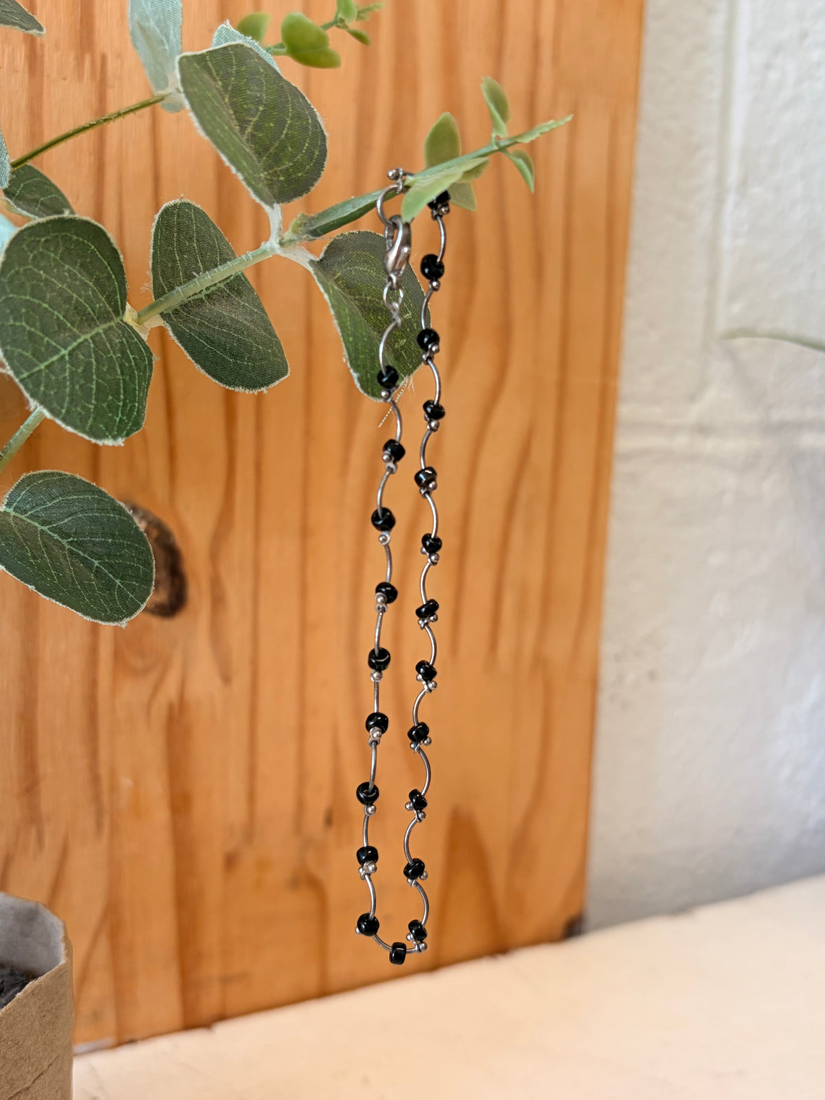 Dainty Black & Silver Tone Bracelet