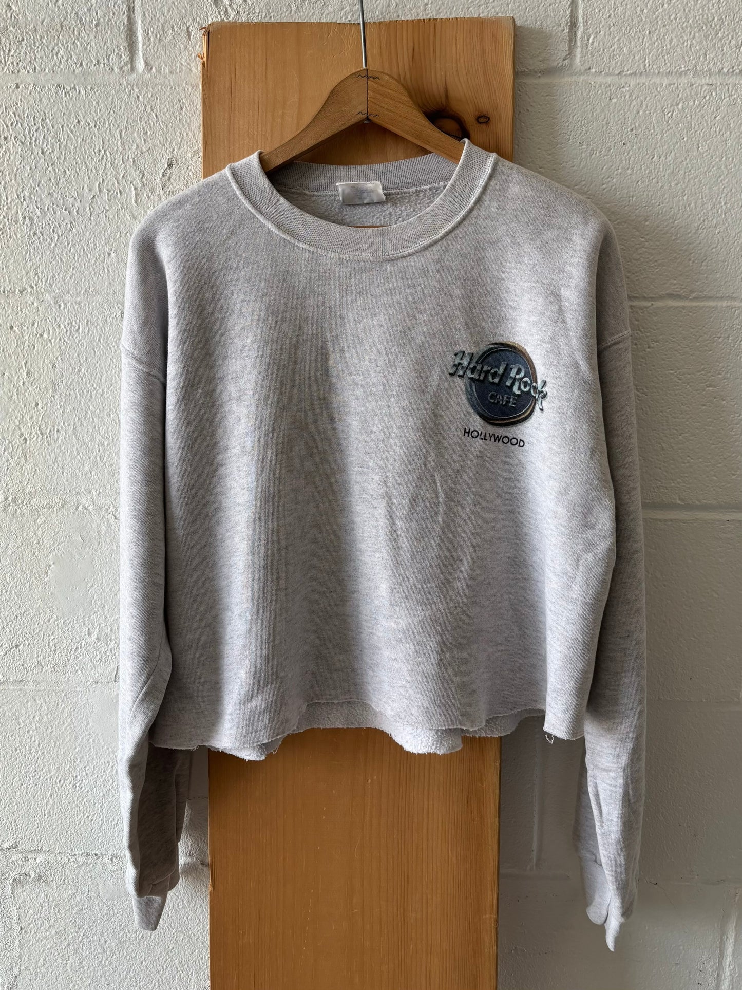 Vtg Hand Cropped Hard Rock Crew : L