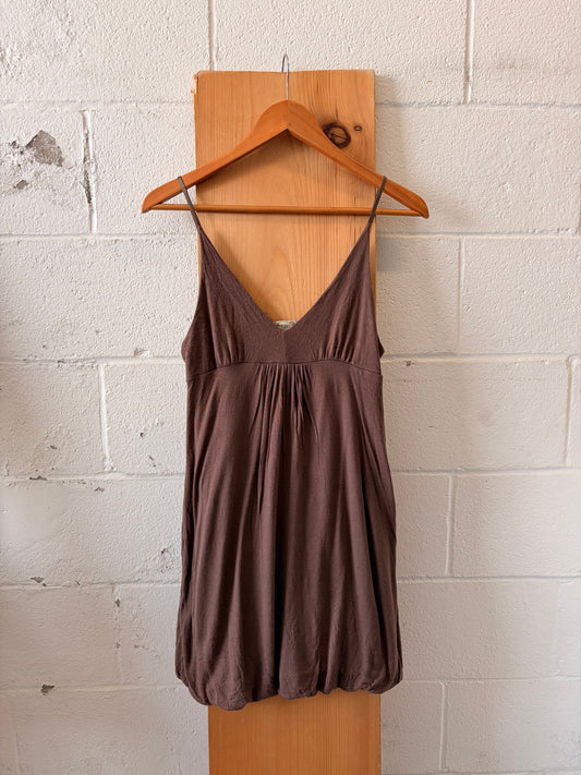 Y2K Brown Bubble Dress : S