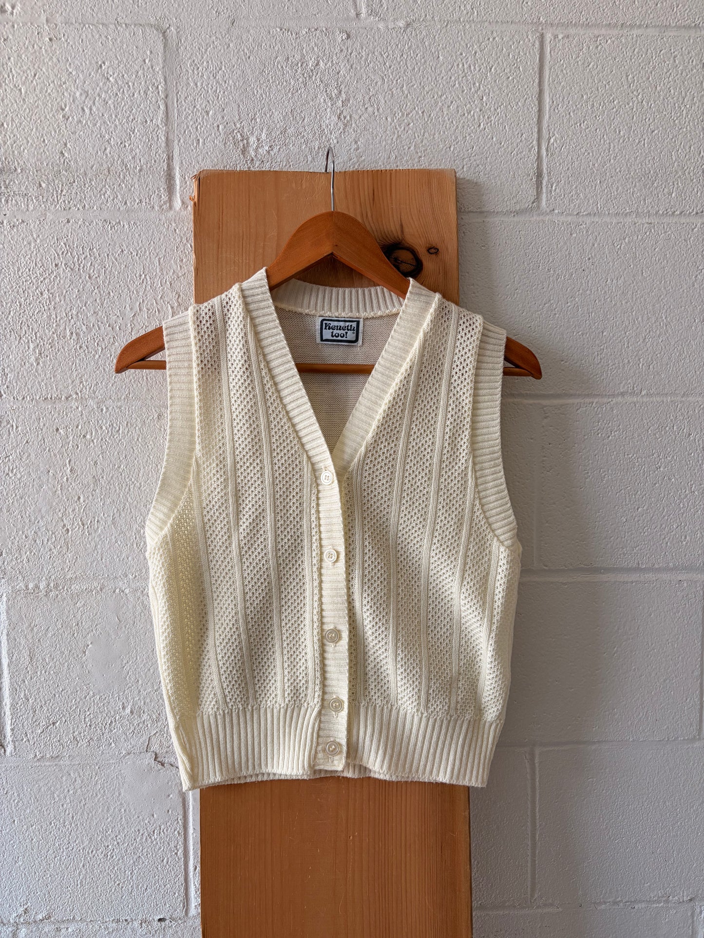 Vtg White Sweater Vest : S
