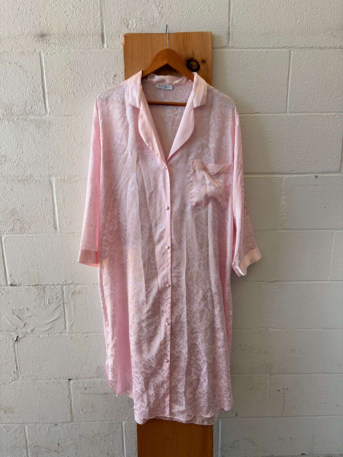 Vtg Pink Rose Robe : L/XL