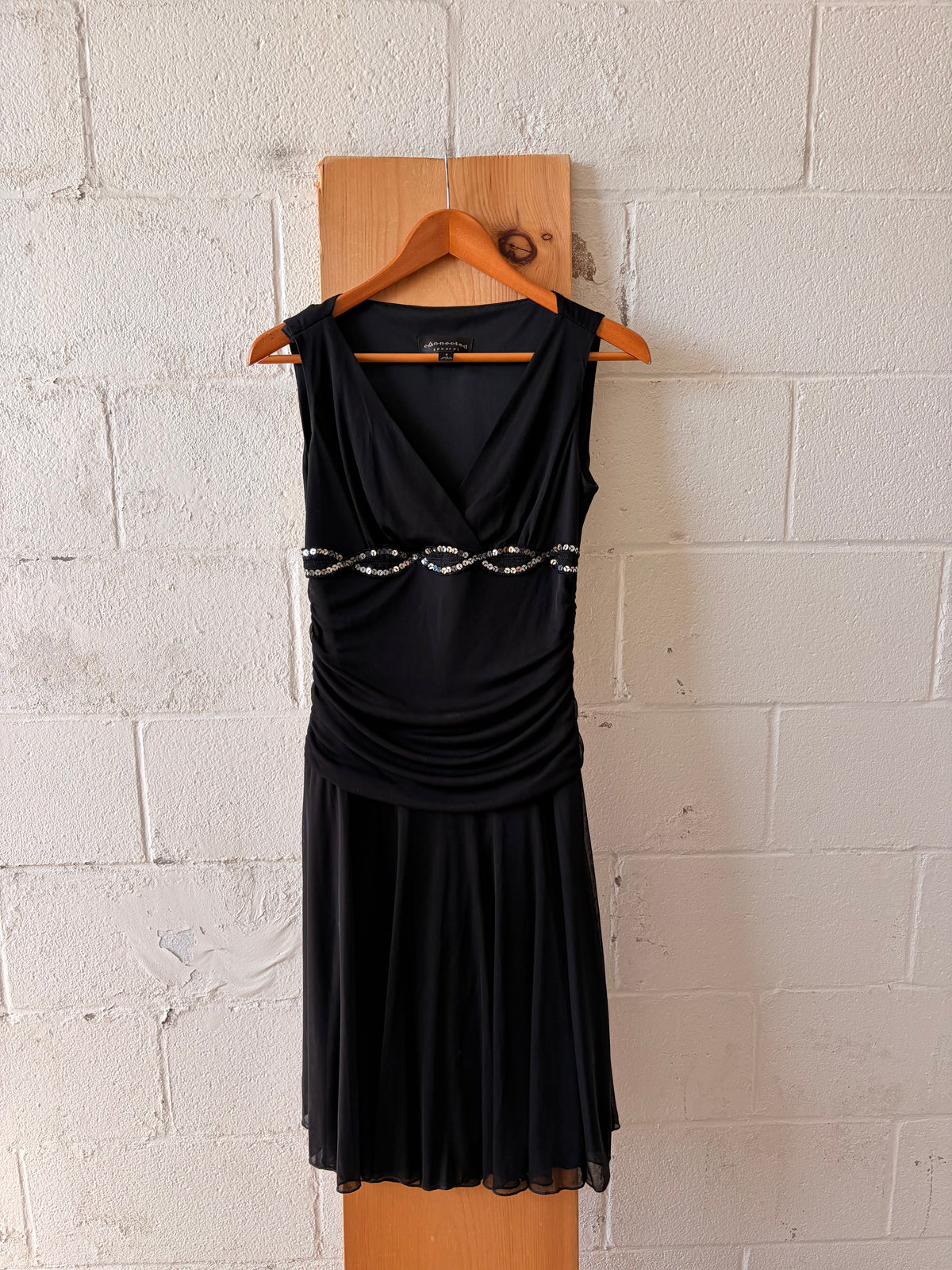 Ruched Black Sequins Cocktail Dress : 6