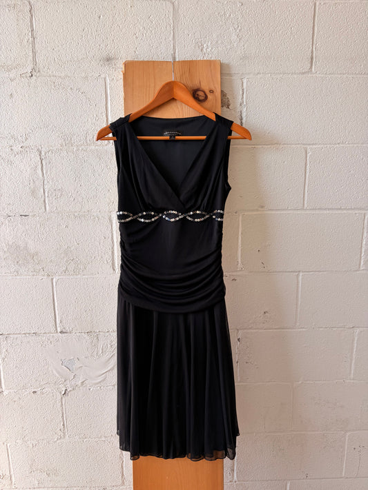 Ruched Black Sequins Cocktail Dress : 6