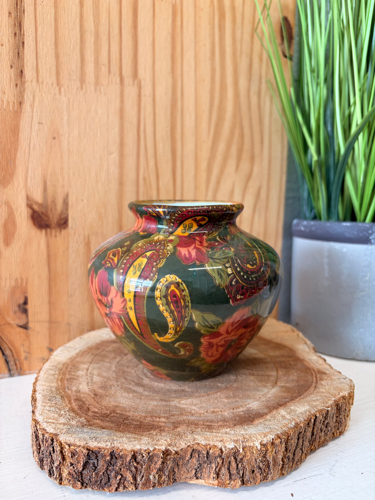 Vtg Floral Paisley Vase (Local Pick Up Only)