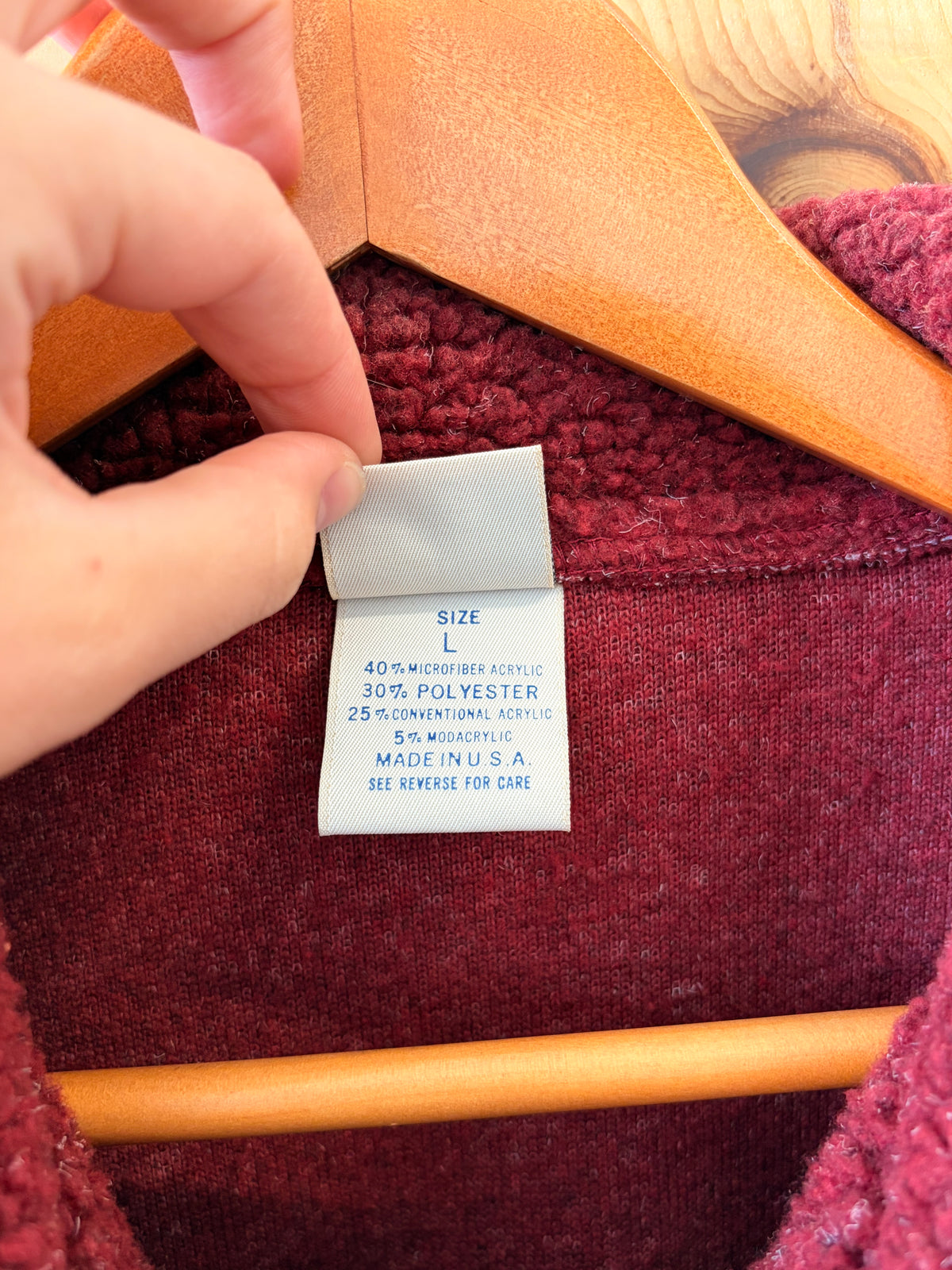 Vtg Red Zip Up Sherpa Jacket : L