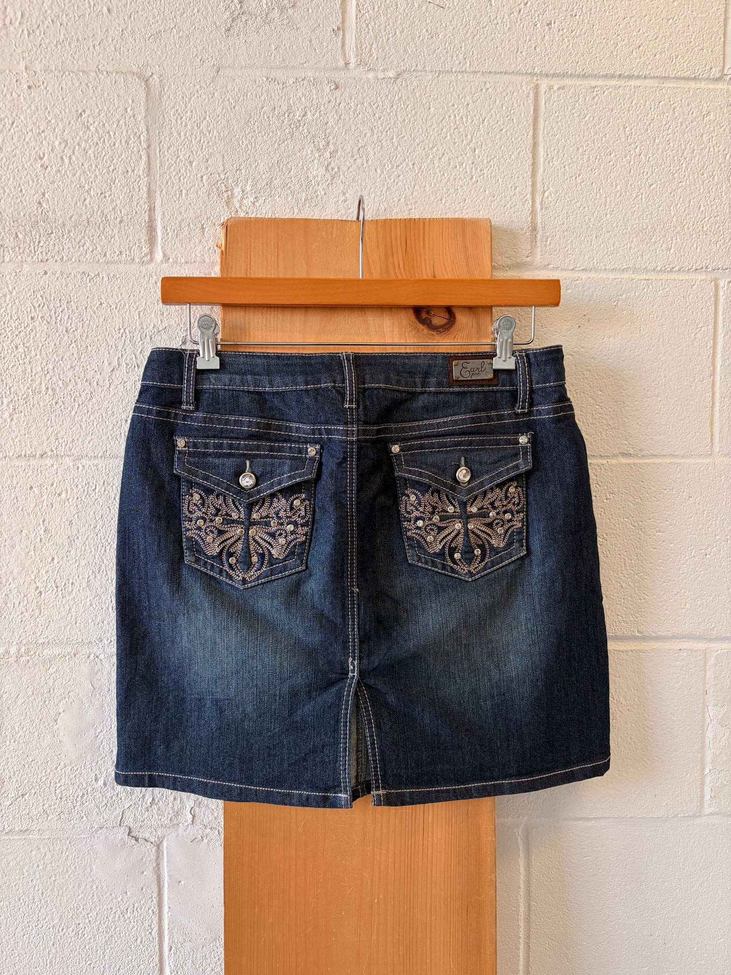 Y2K Embellished Dark Wash Mini Skirt : 12P