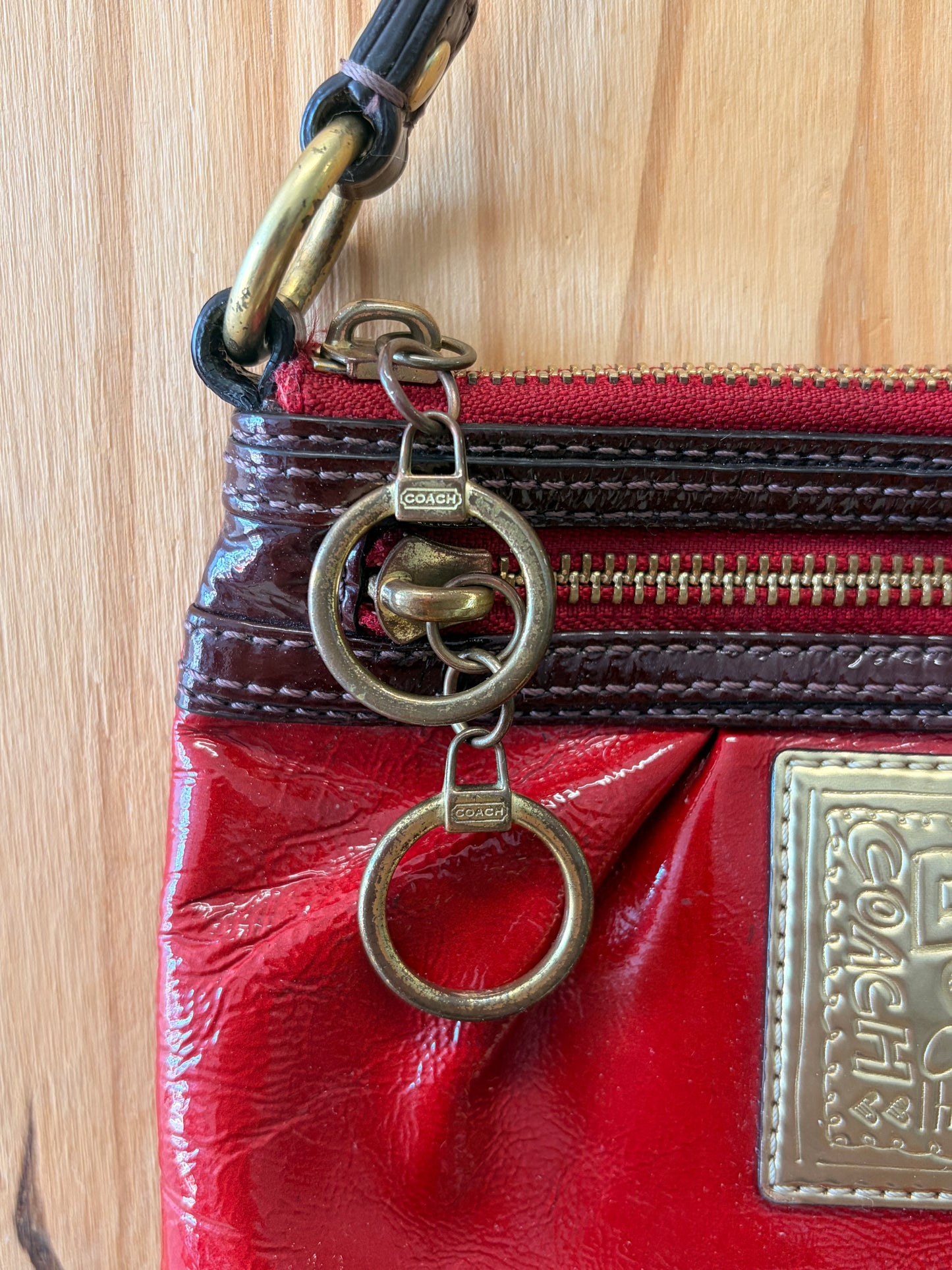 Red Coach Poppy Wristlet