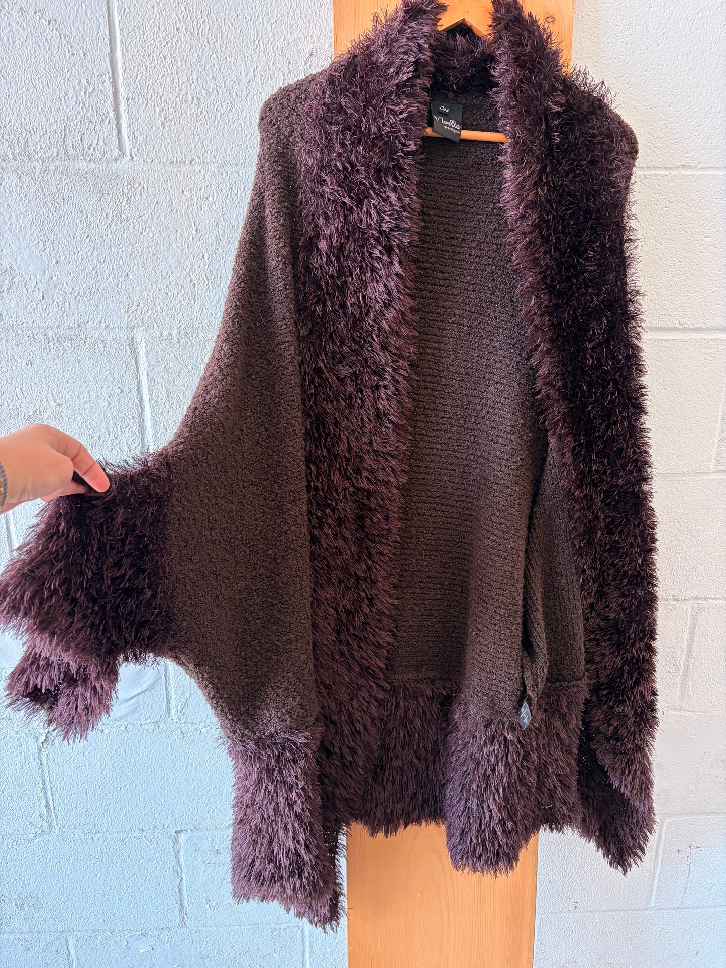 Fuzzy Brown Slouchy Cardigan : OS