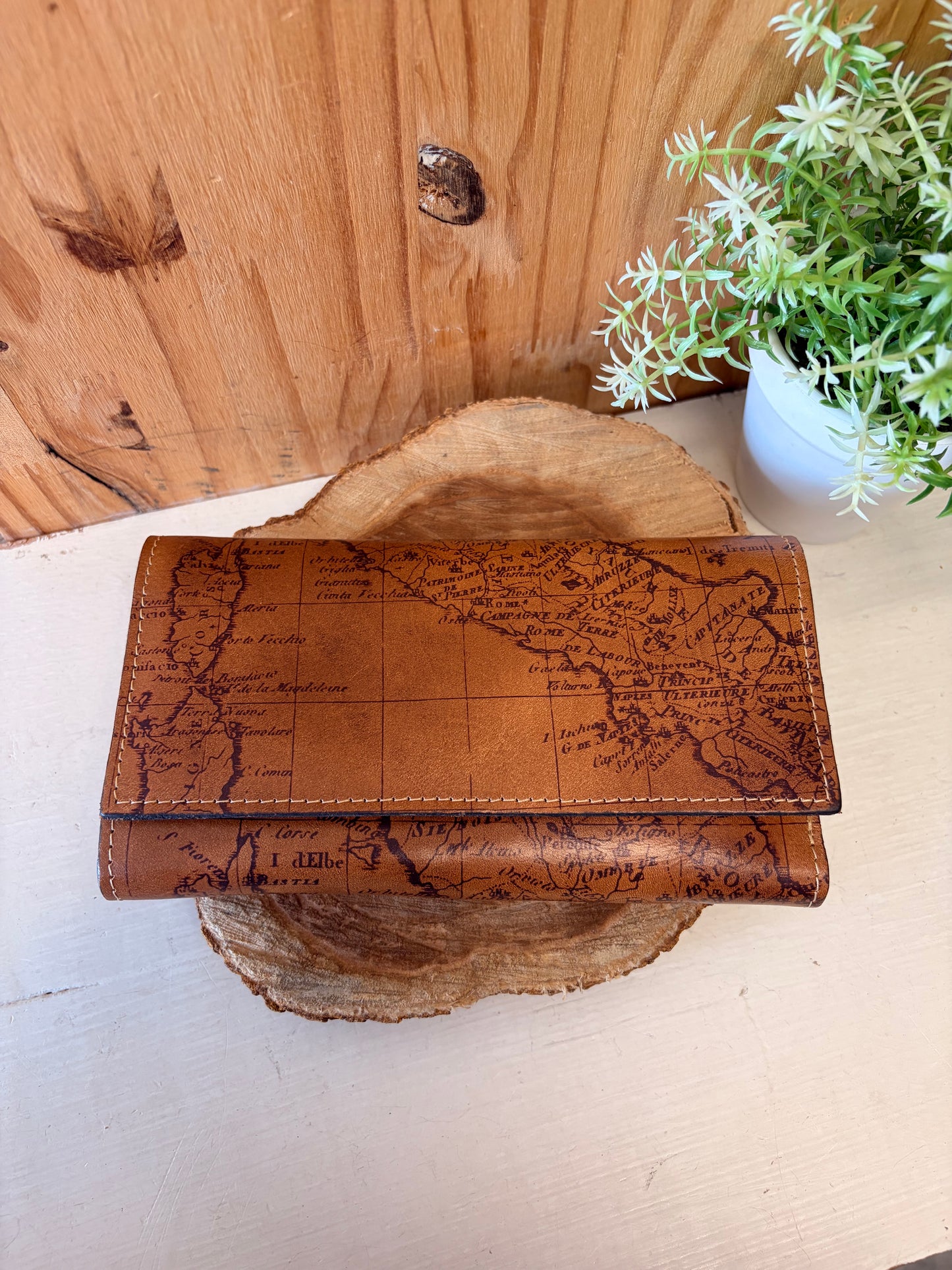 Italian Leather Map Wallet