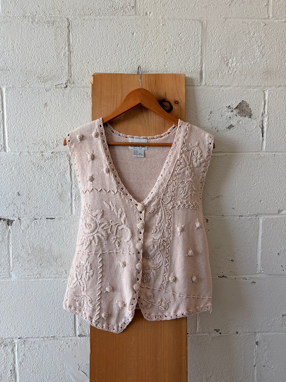 Vtg Baby Pink Sweater Vest : L
