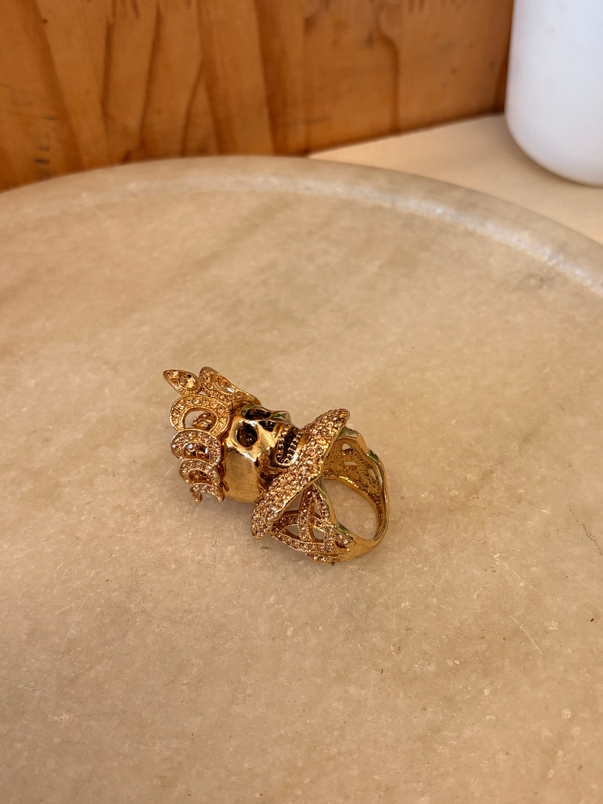Crowned Skull Statement Ring: Size 8.5