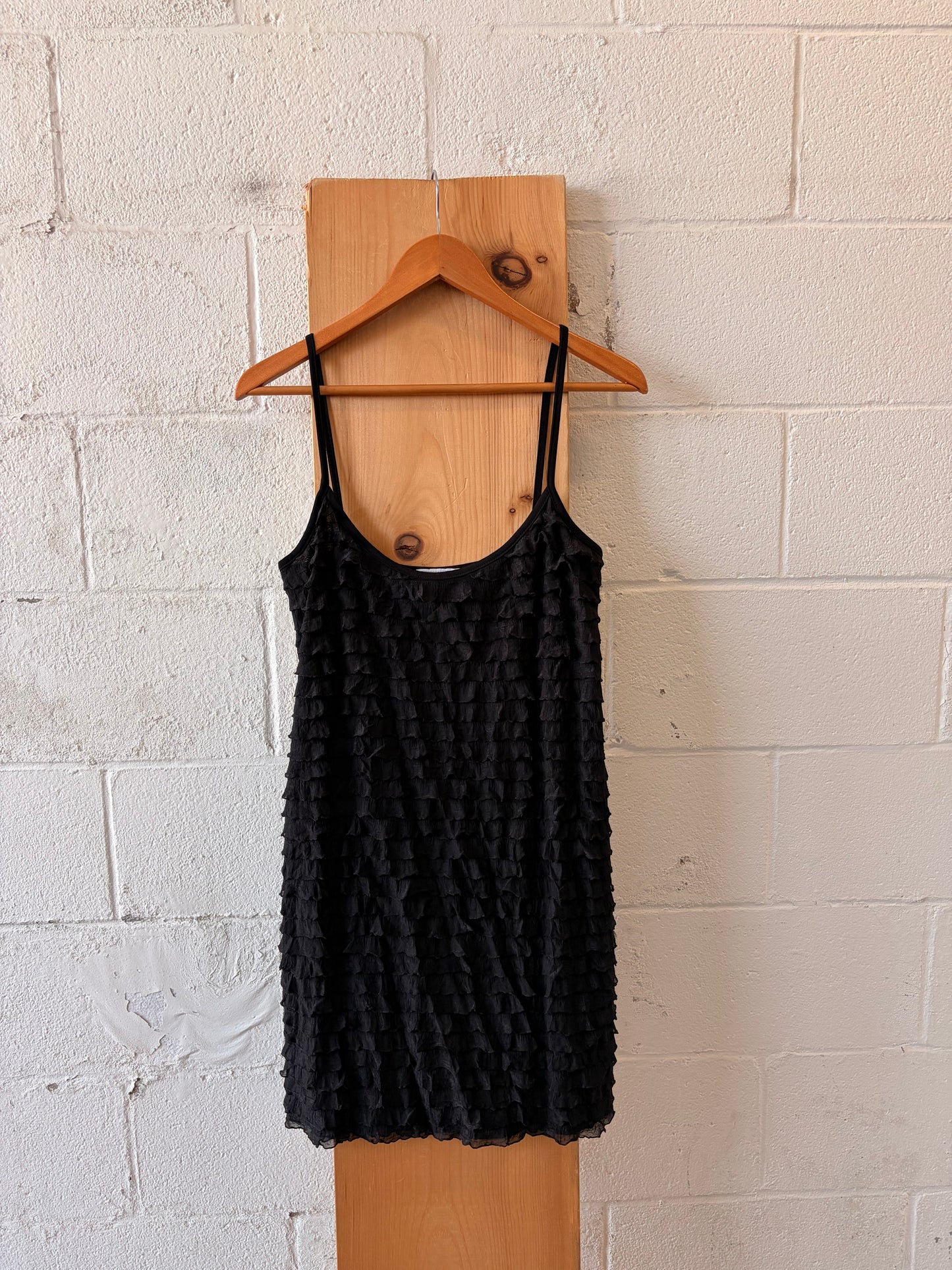 Vtg Ruffled Little Black Dress : M