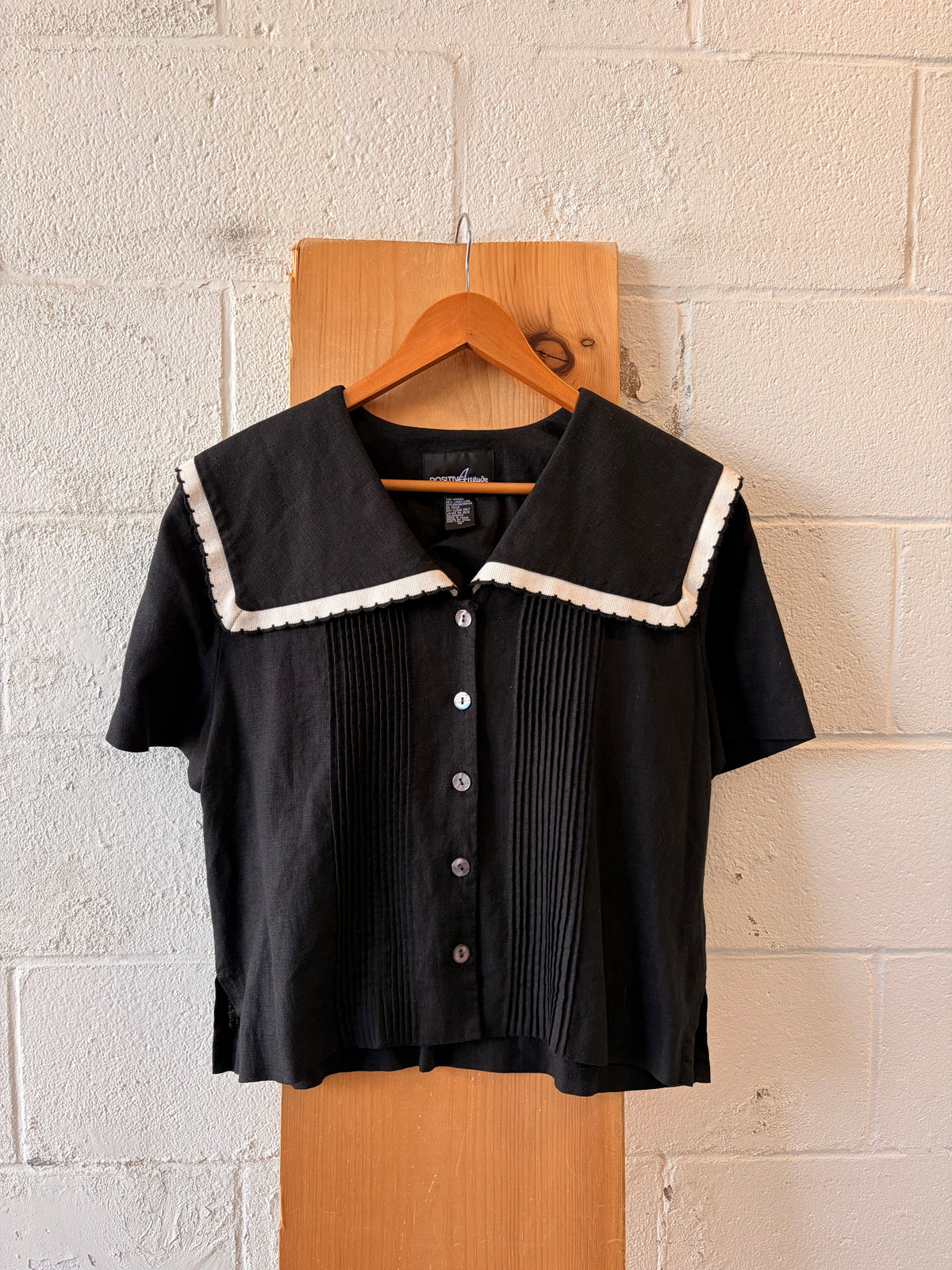 Vtg Black & White Sailor Top : 14