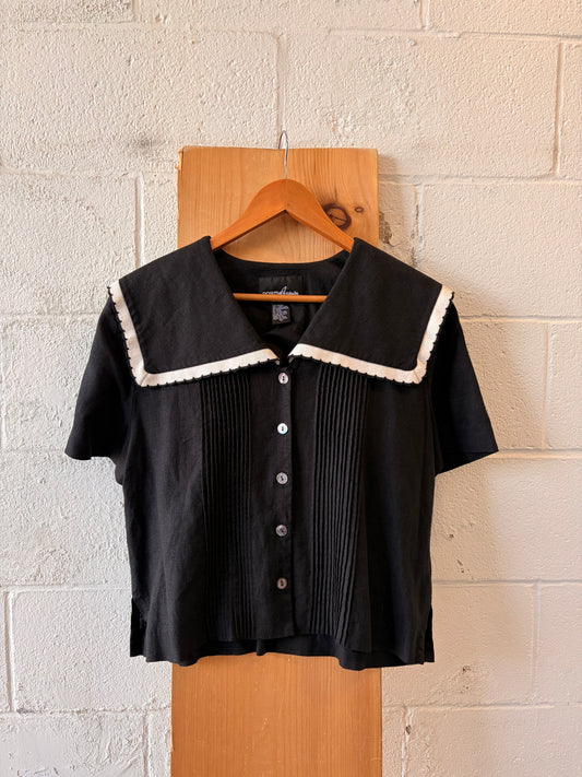 Vtg Black & White Sailor Top : 14