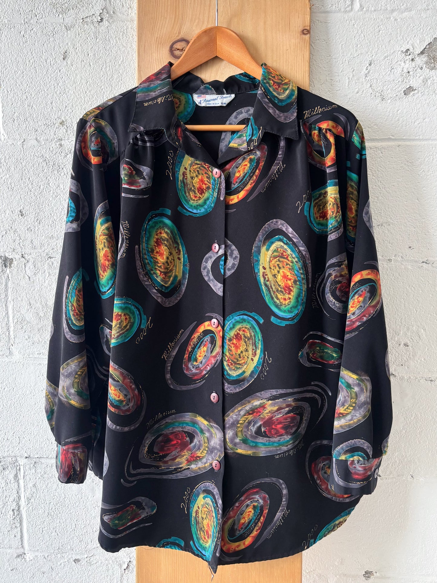 Vtg Asbtract Galaxy Button Down :   XL