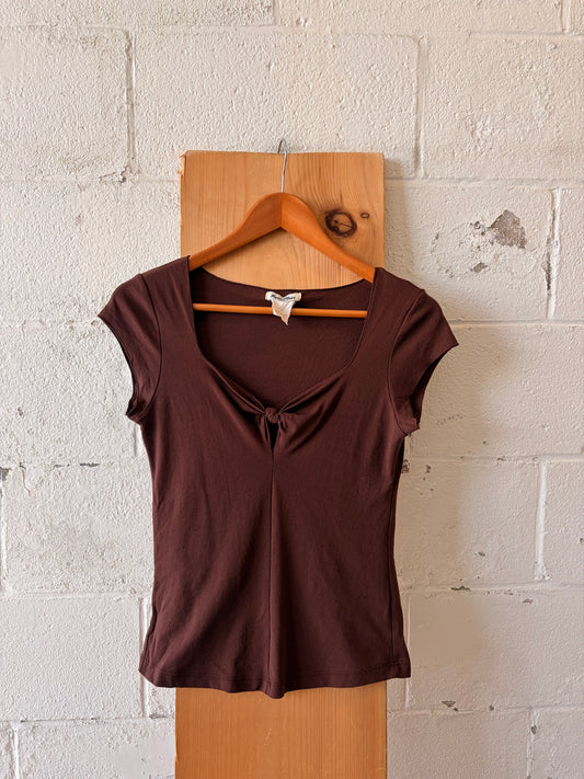 Gathered Brown Tee : L