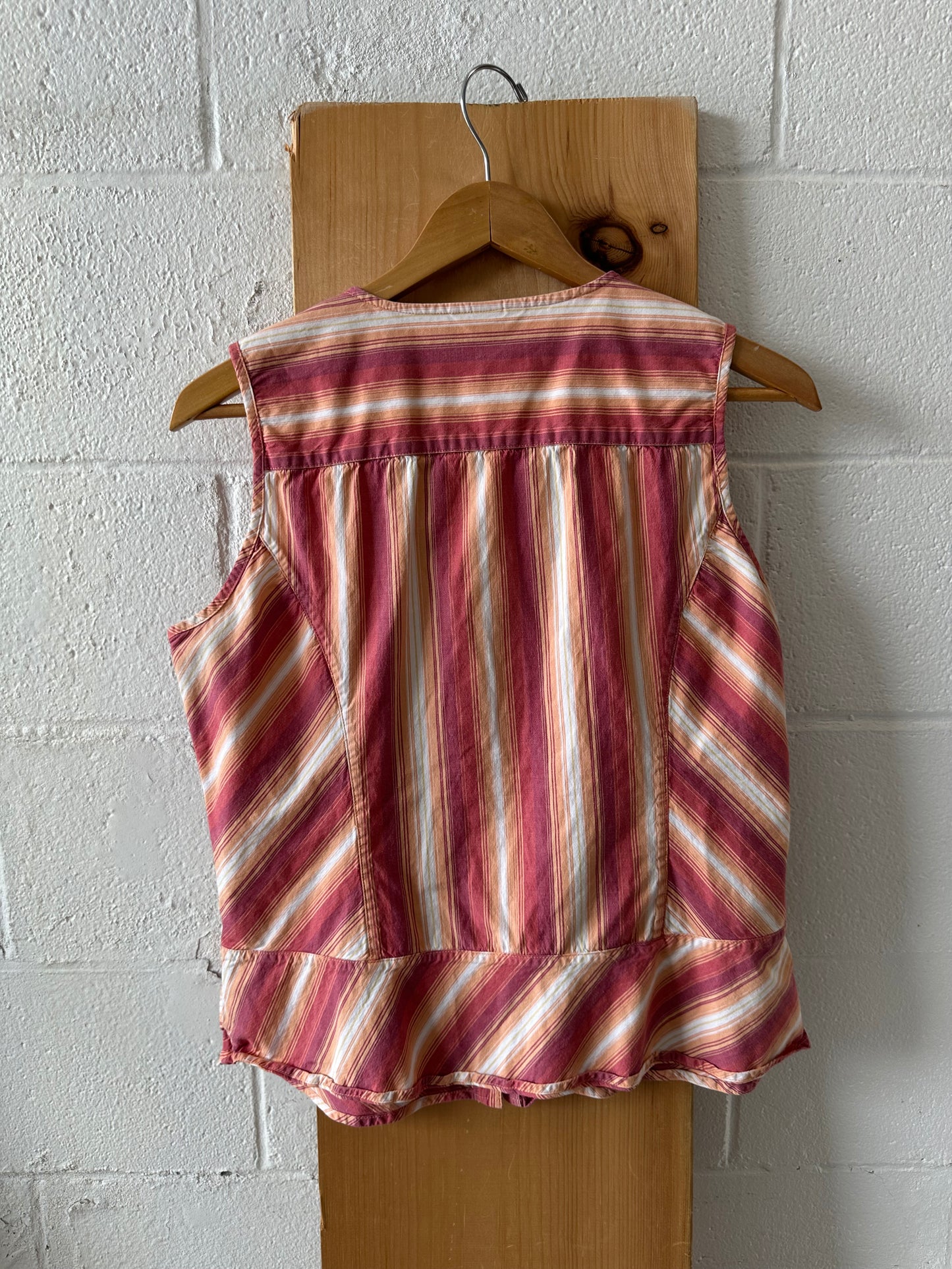 Pink and Orange Striped Top : L