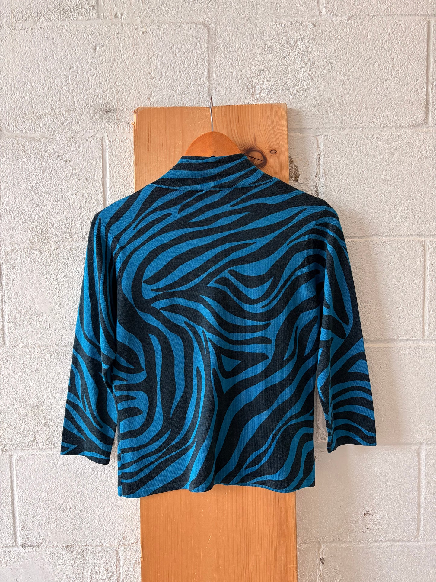 Turquoise Zebra Silk Blend Top : M