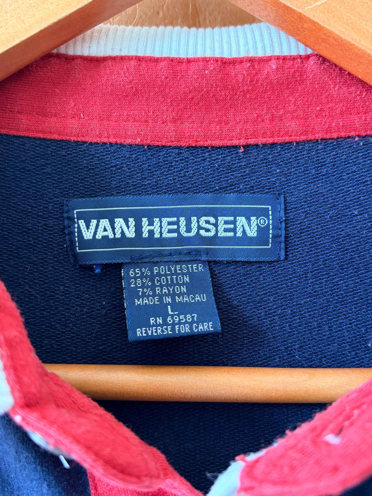 90’s Red & Navy Color Block Polo : L