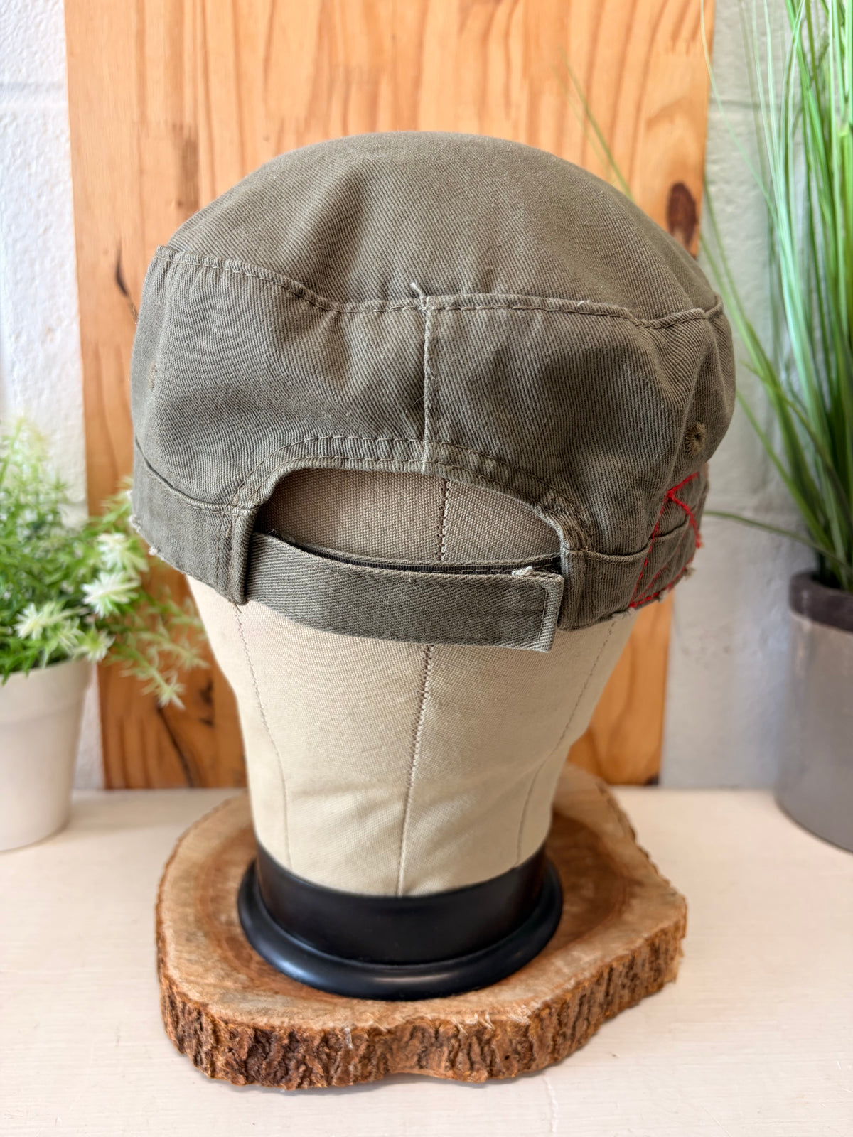 Distressed Olive Green Cadet Cap : OS