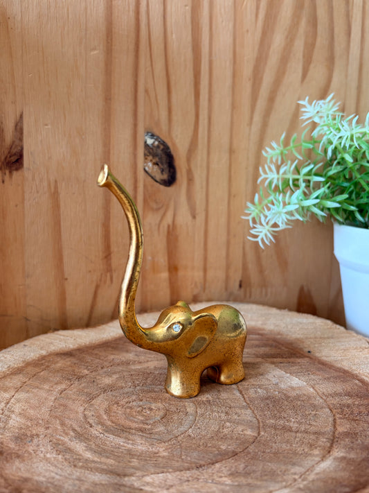 Brass Tone Elephant Ring Holder