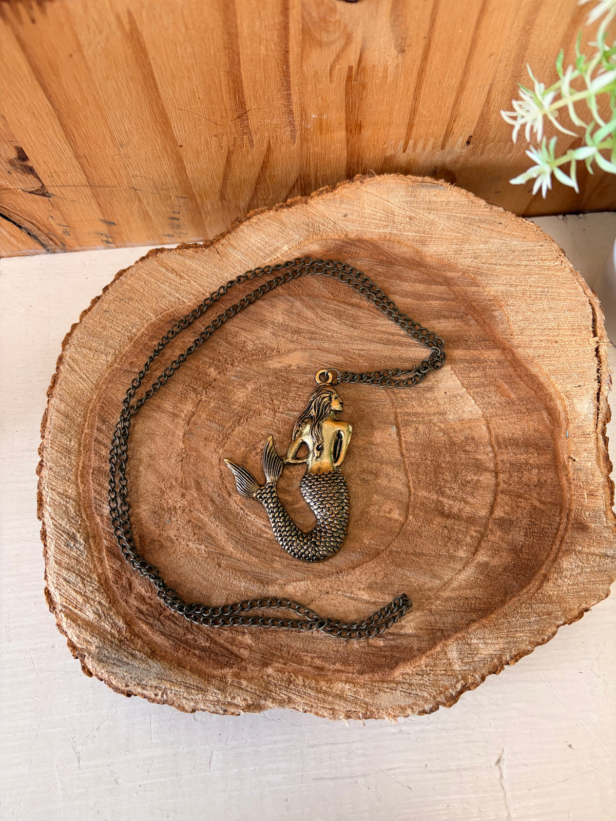 Gold Tone Mermaid Necklace