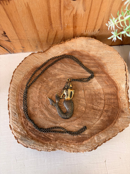 Gold Tone Mermaid Necklace