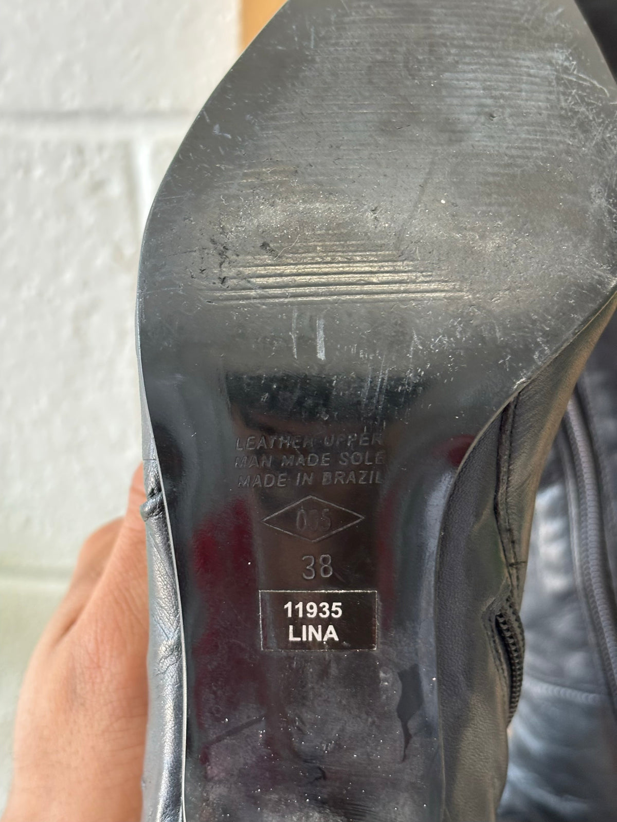 Vtg Black Leather Boots : Size 38