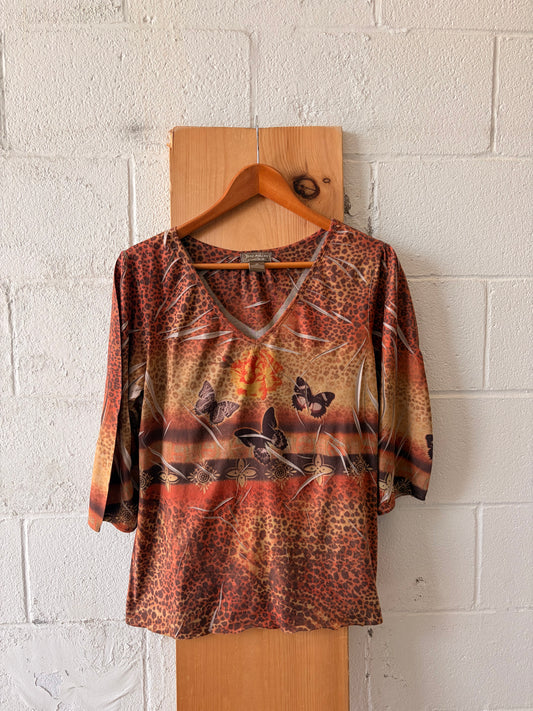 Patterned Butterfly Top : M