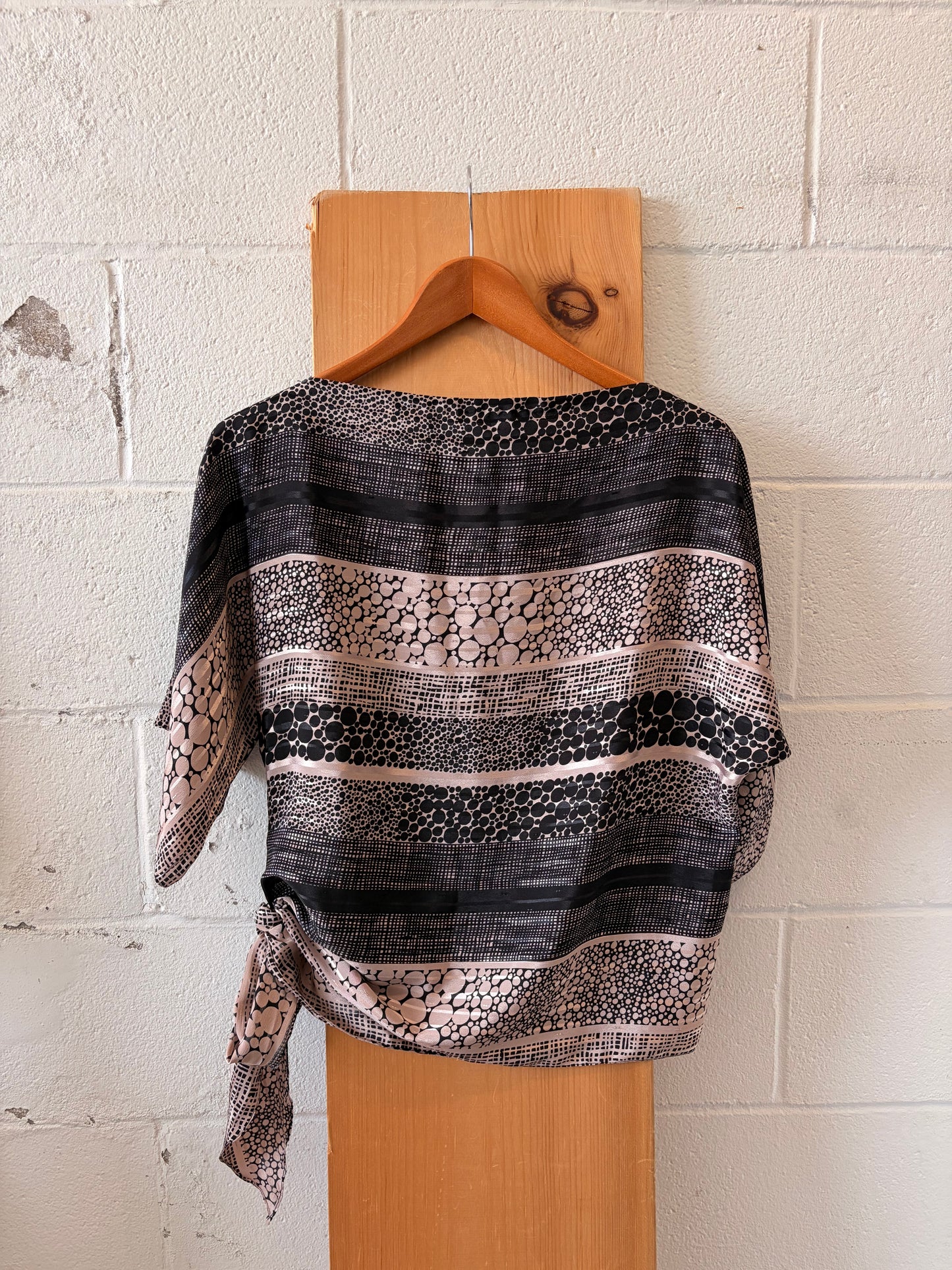 Vtg Patterned Side Tie Blouse : 12