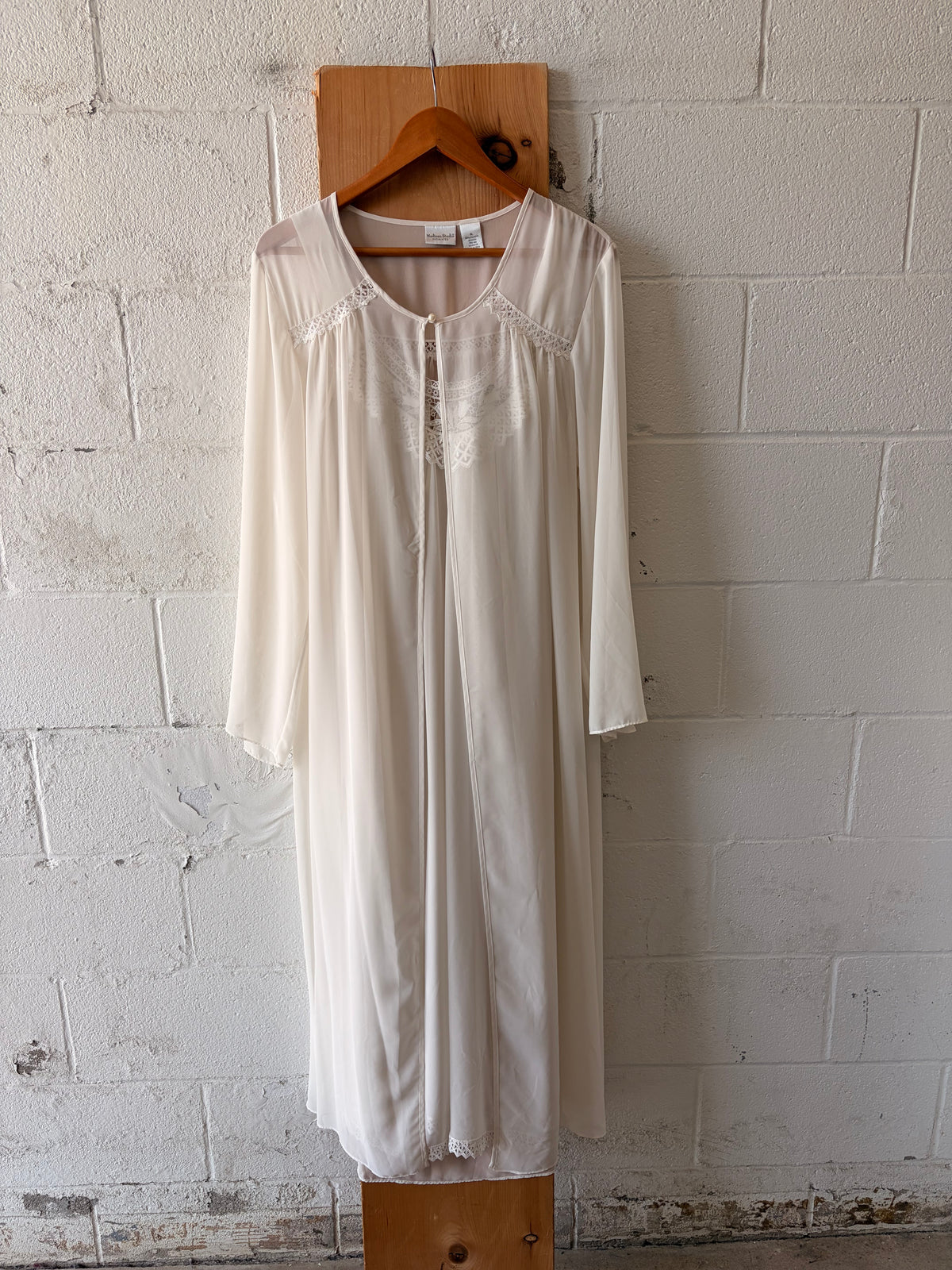 Vtg Sheer White Peignoir Set : XL