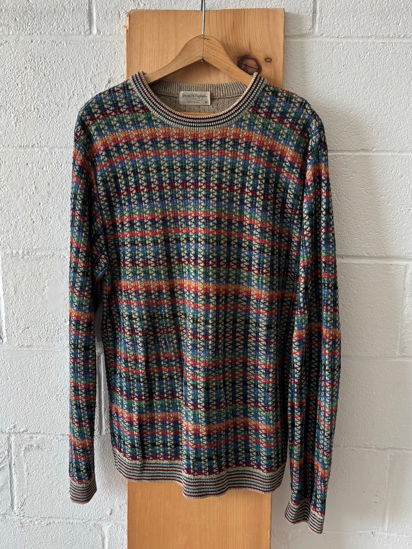Vtg Multicolored Patterned Sweater : M