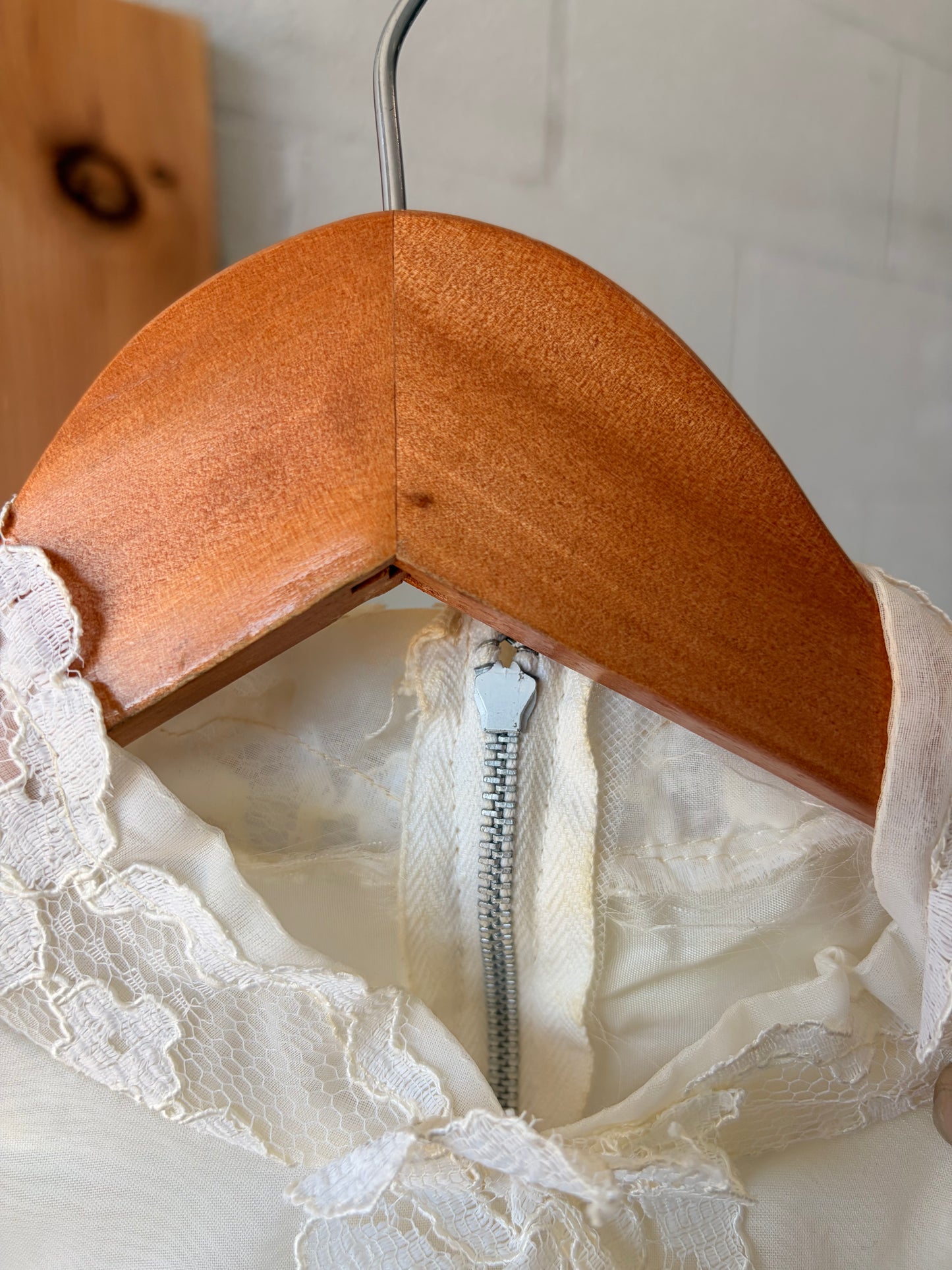 Vtg Ruffled Lace Prairie Wedding Dress : S