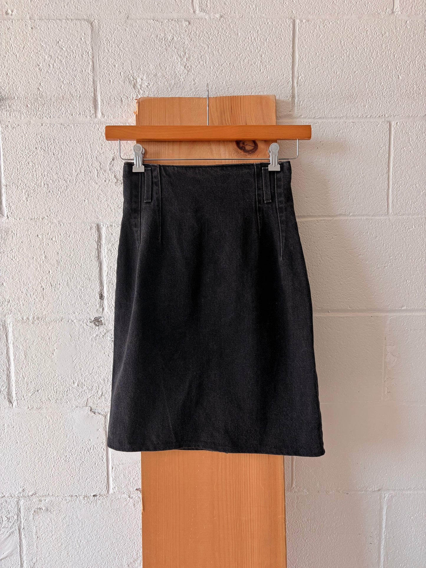Vtg Black Denim Skirt : 3/4