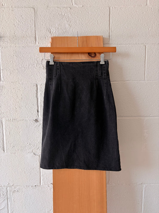 Vtg Black Denim Skirt : 3/4