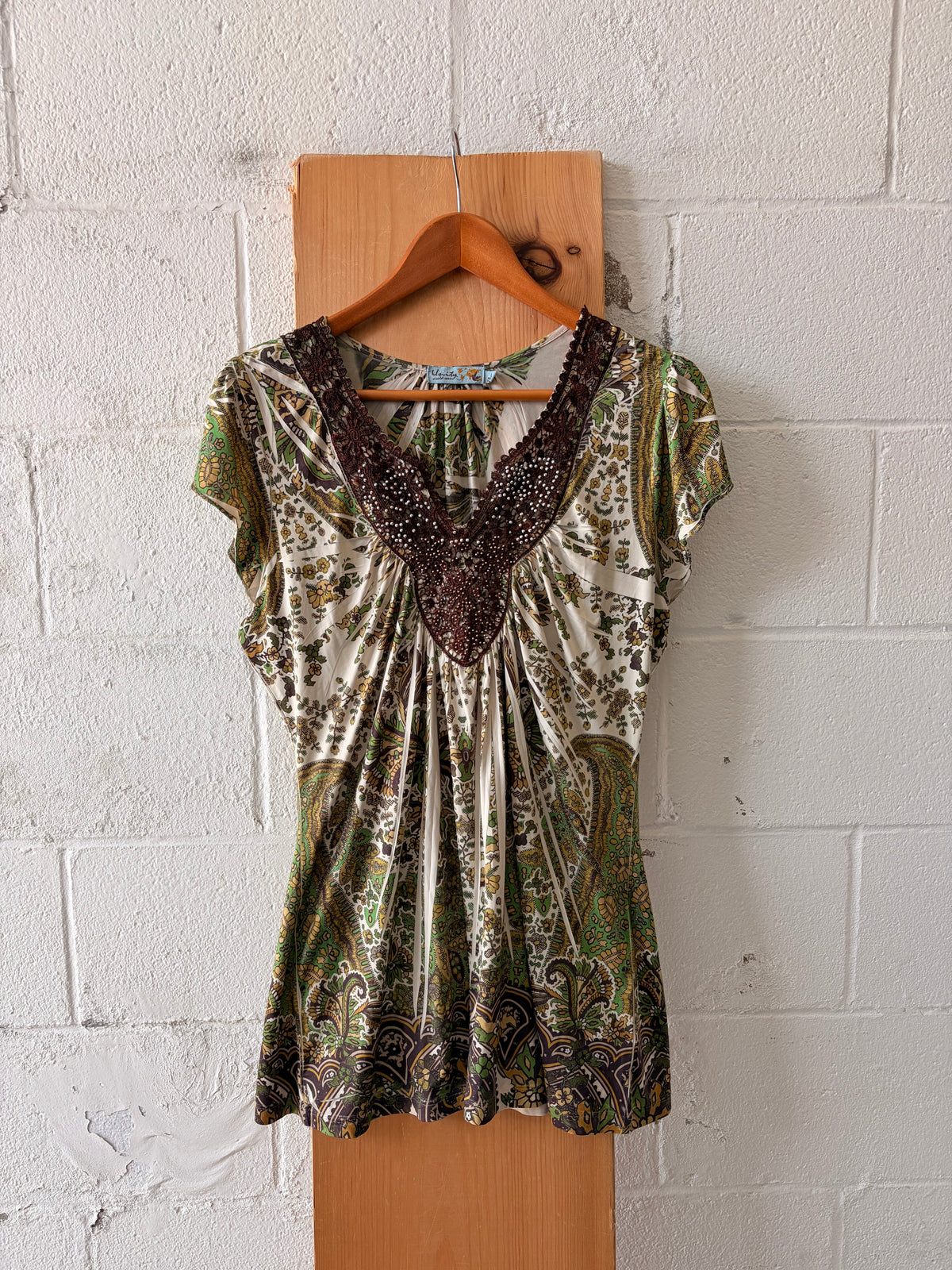 Y2K Brown & Green Top : L