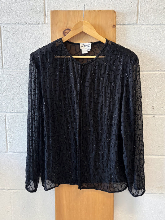 Vtg Black Sheer Top : XL