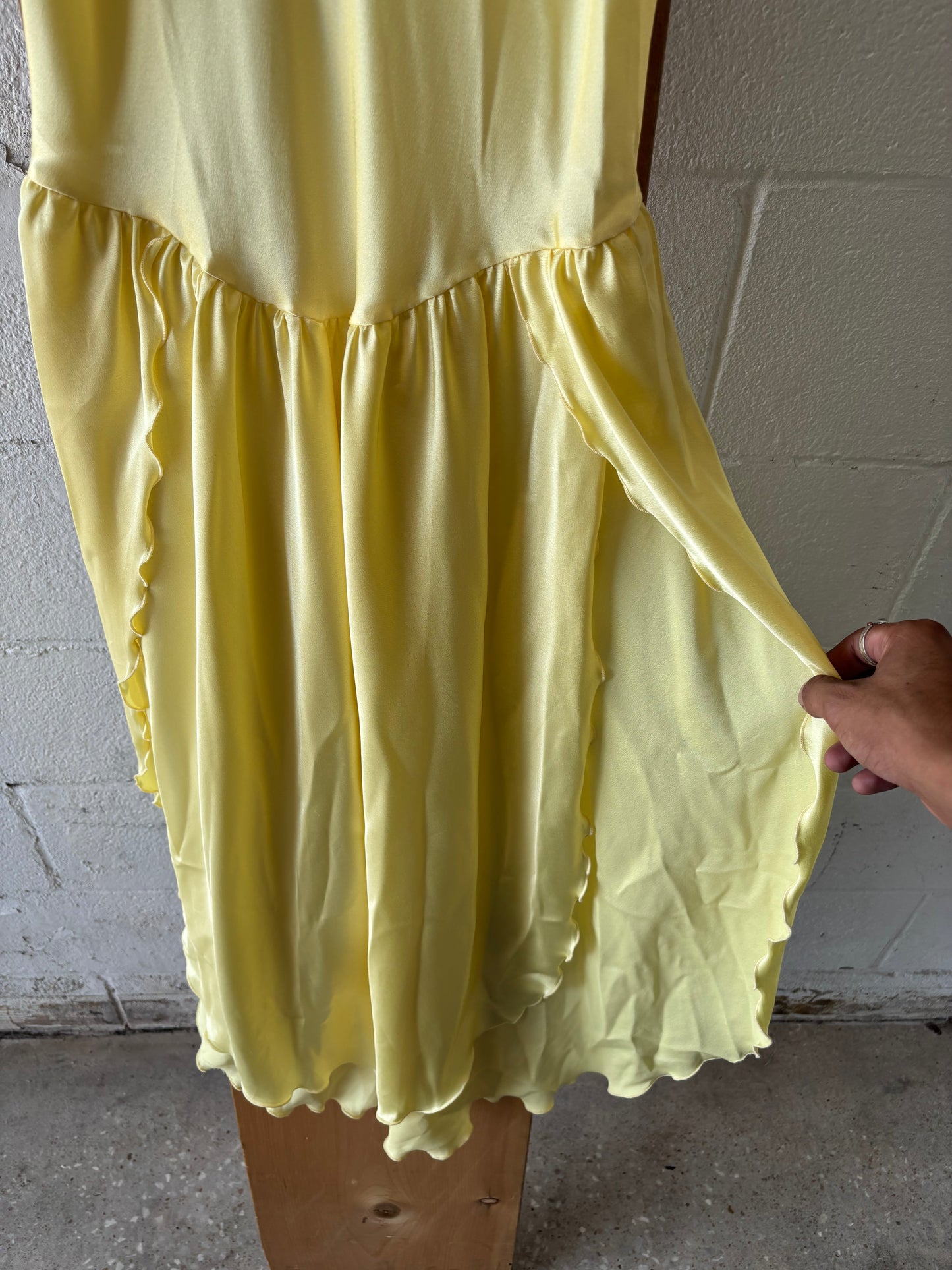Vtg Yellow Slip Dress : S