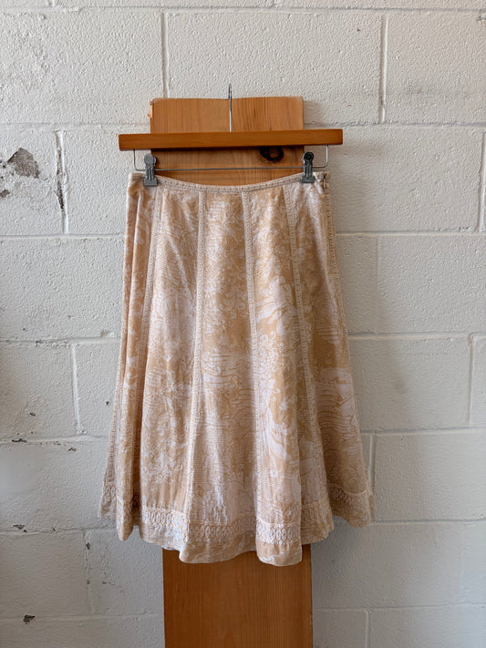 Floral Embroidered Silk Blend Skirt : 8