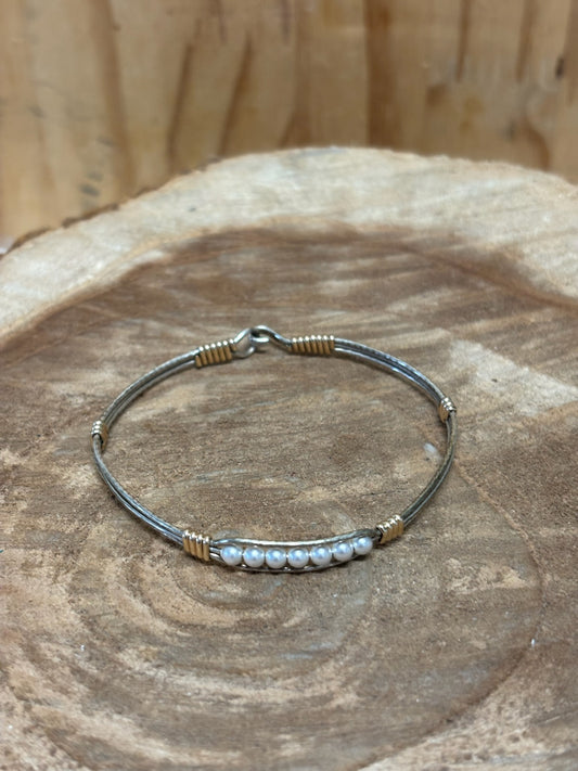 Ronaldo Waverly Two Tone Pearl Accented Bracelet
