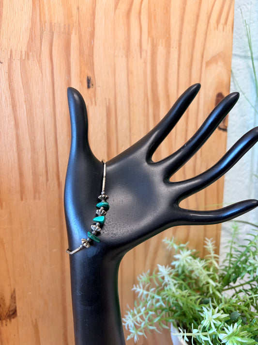 Vtg Teal & Silver Tone Bracelet