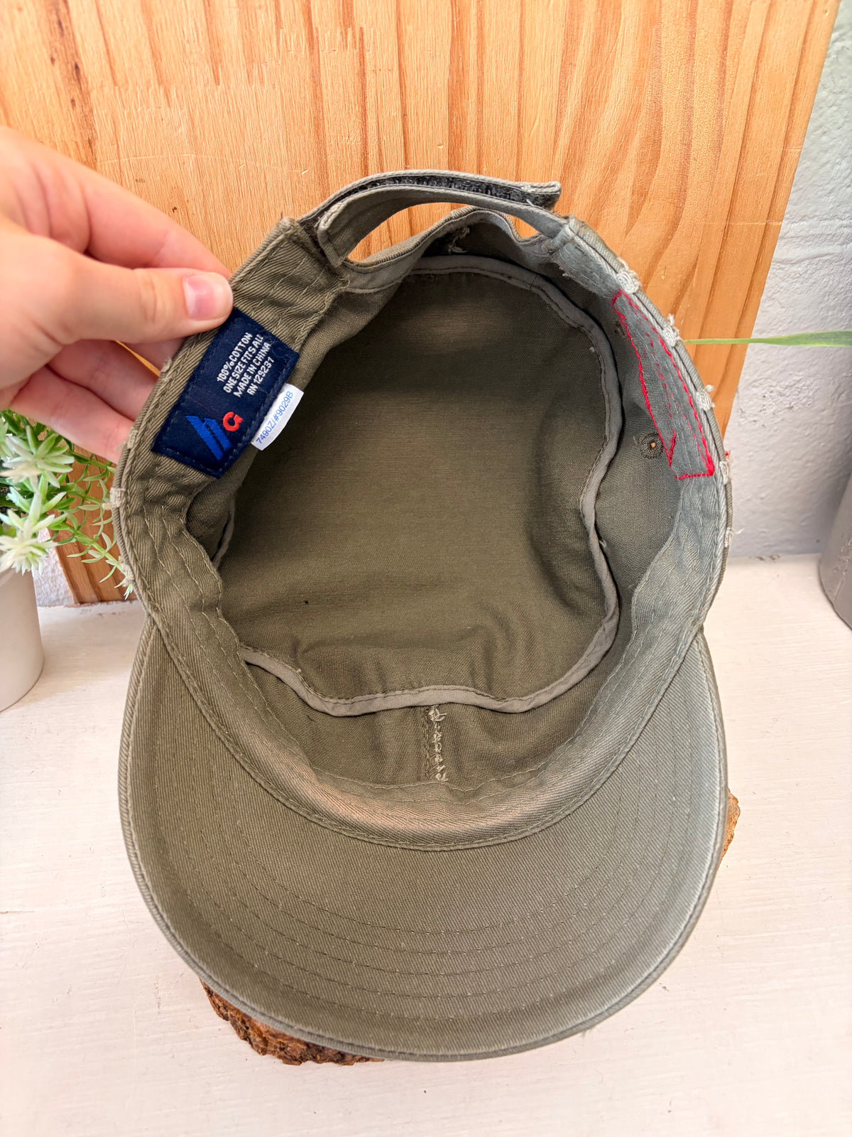 Distressed Olive Green Cadet Cap : OS