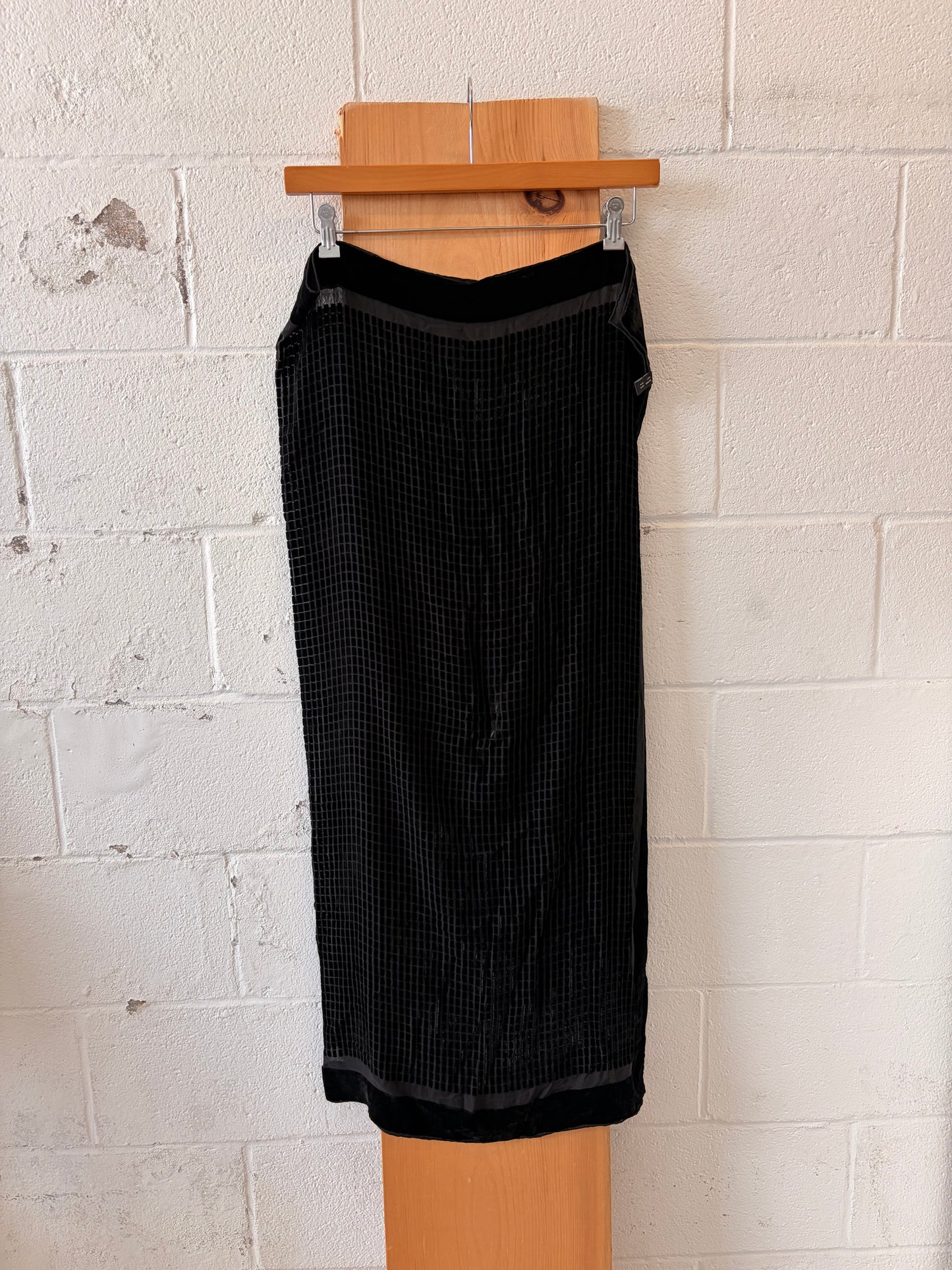 Large Textured Black Velvet Scarf