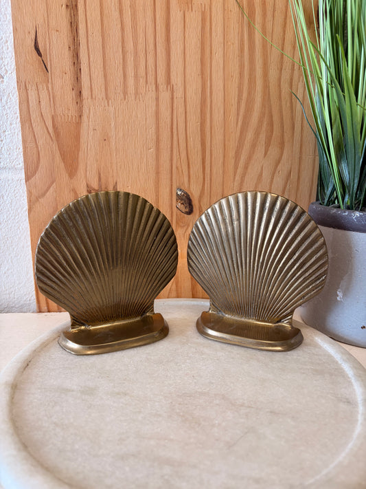 Brass Tone Seashell Book Ends (Local Pick Up Only)