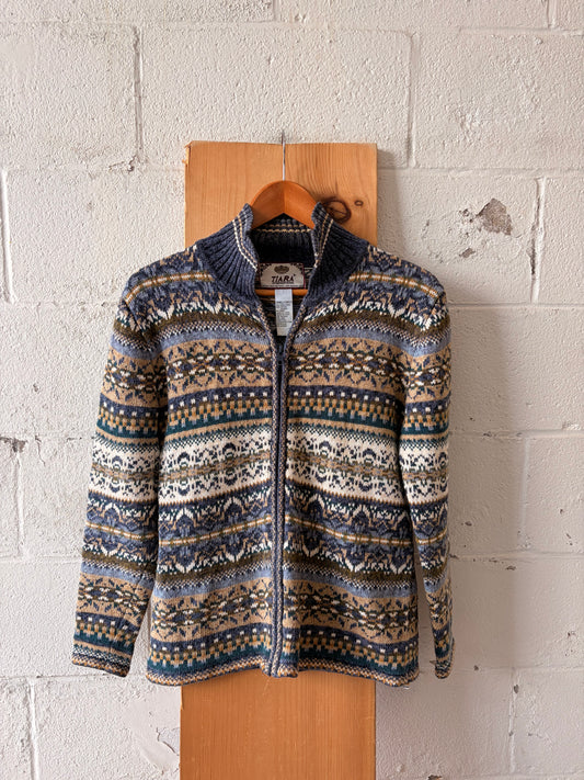 Vtg Tiara International Zip Up Sweater : S