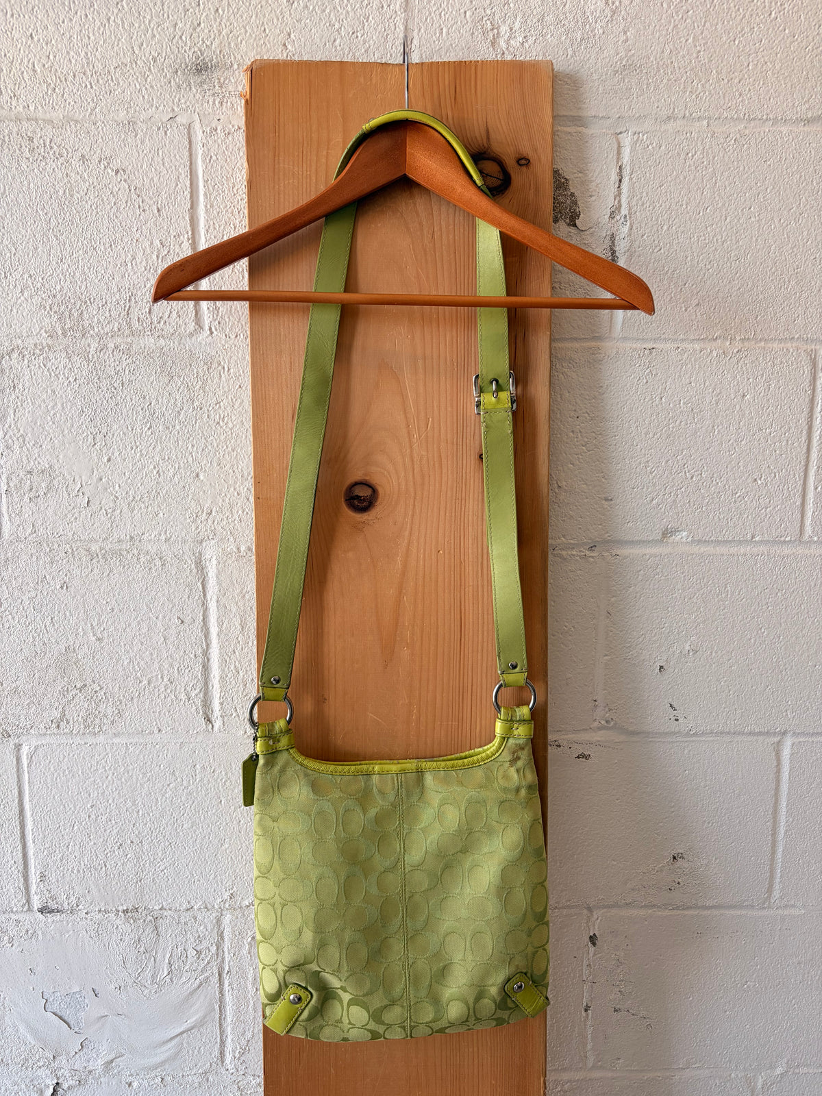 Coach Signature Green Canvas Crossbody & Scarf (As Is)
