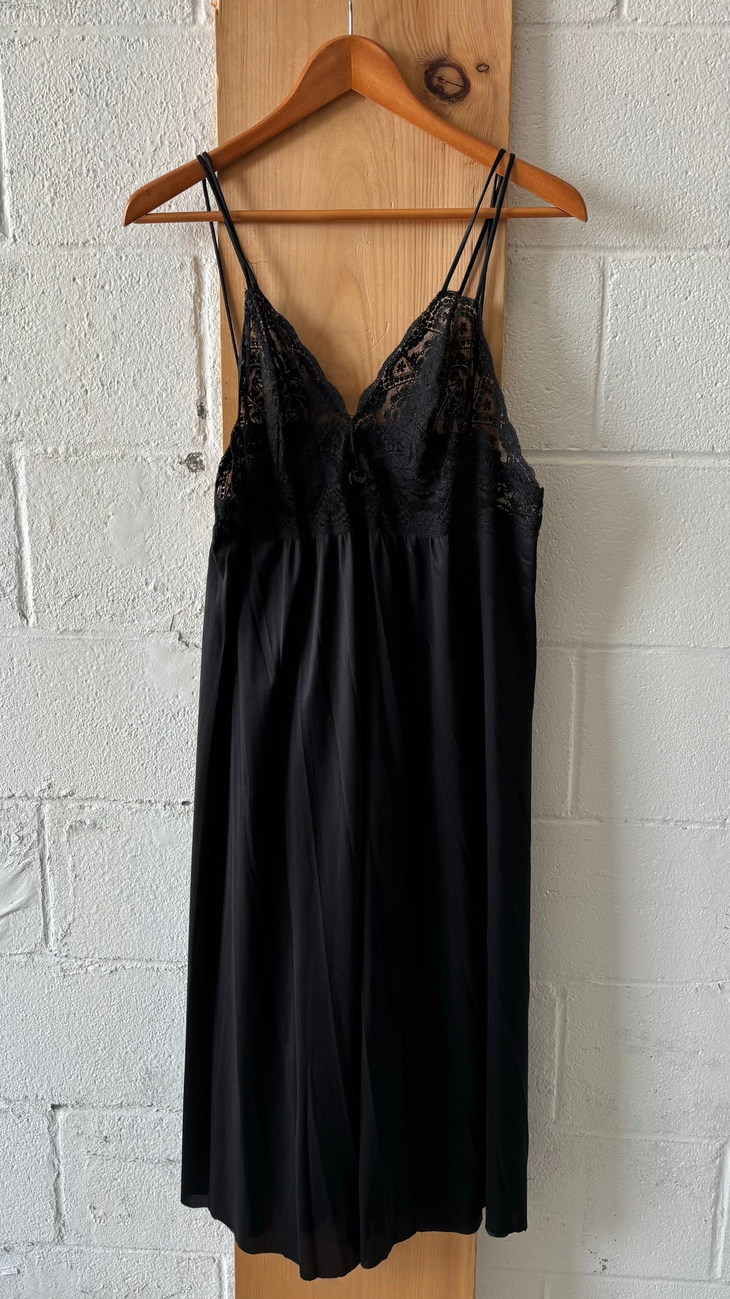 Vtg Black Slip & Robe Set : S