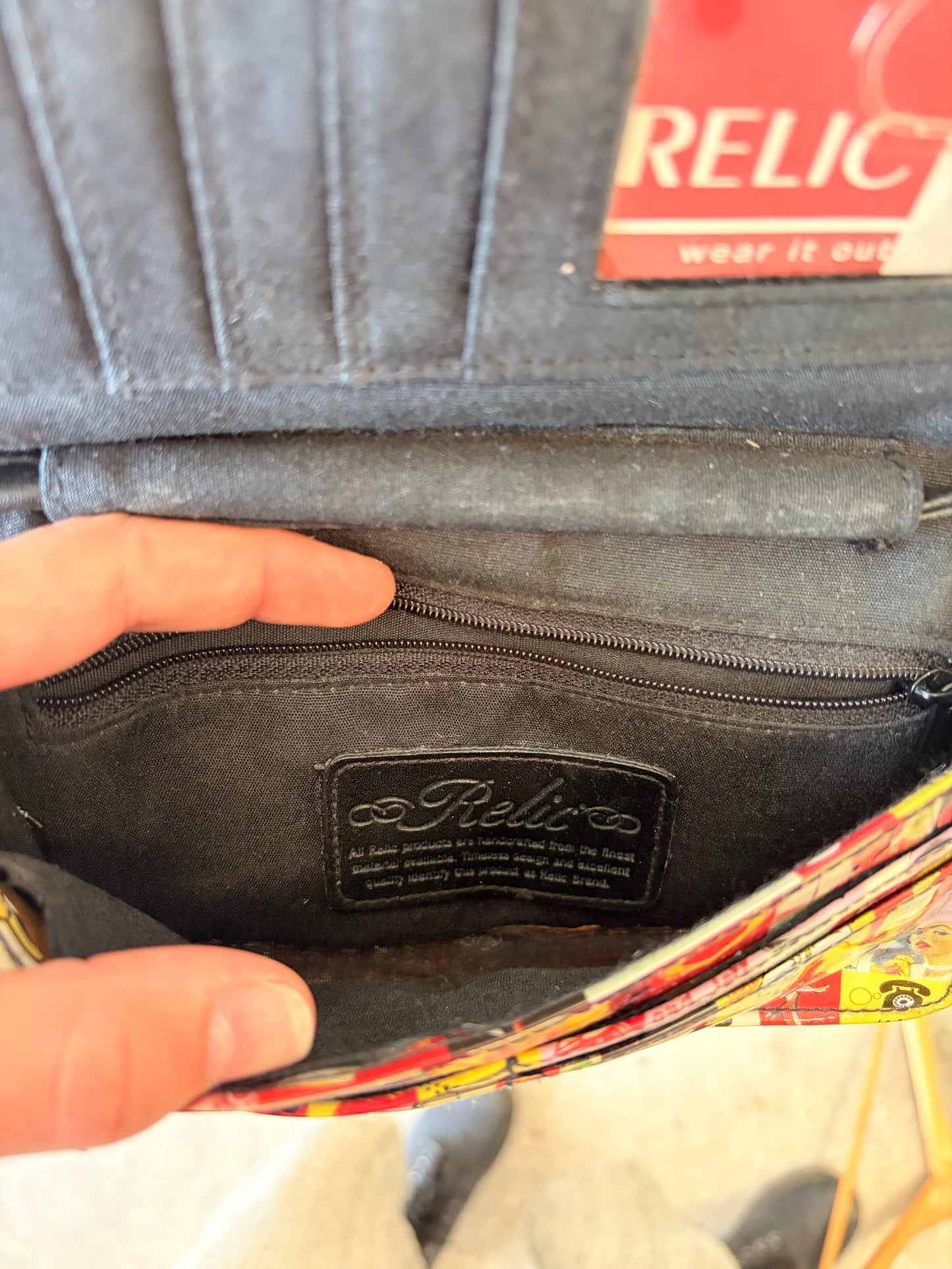 Relic Collage Printed Crossbody Wallet / Purse