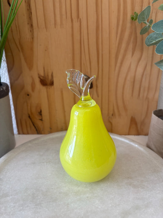 Yellow Glass Pear Paperweight