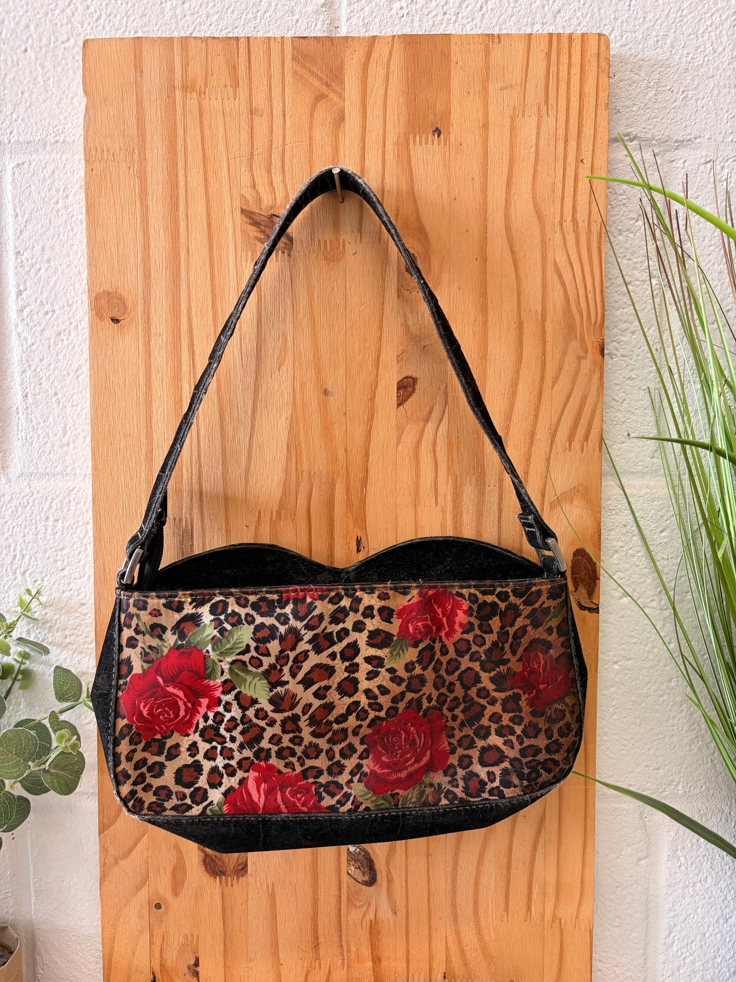 Floral Leopard Corset Top Shoulder Purse (As Is)